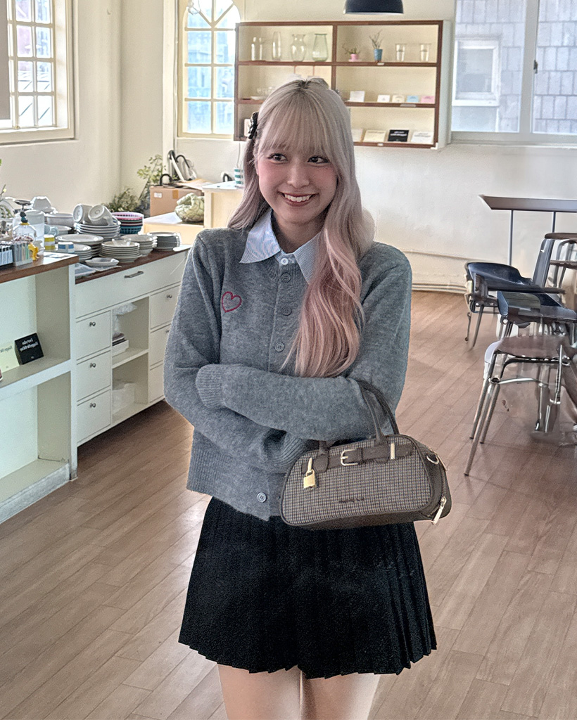 M♡ページ ハート刺繍バイカラーシャツニット | ファッション通販サイト NUGU