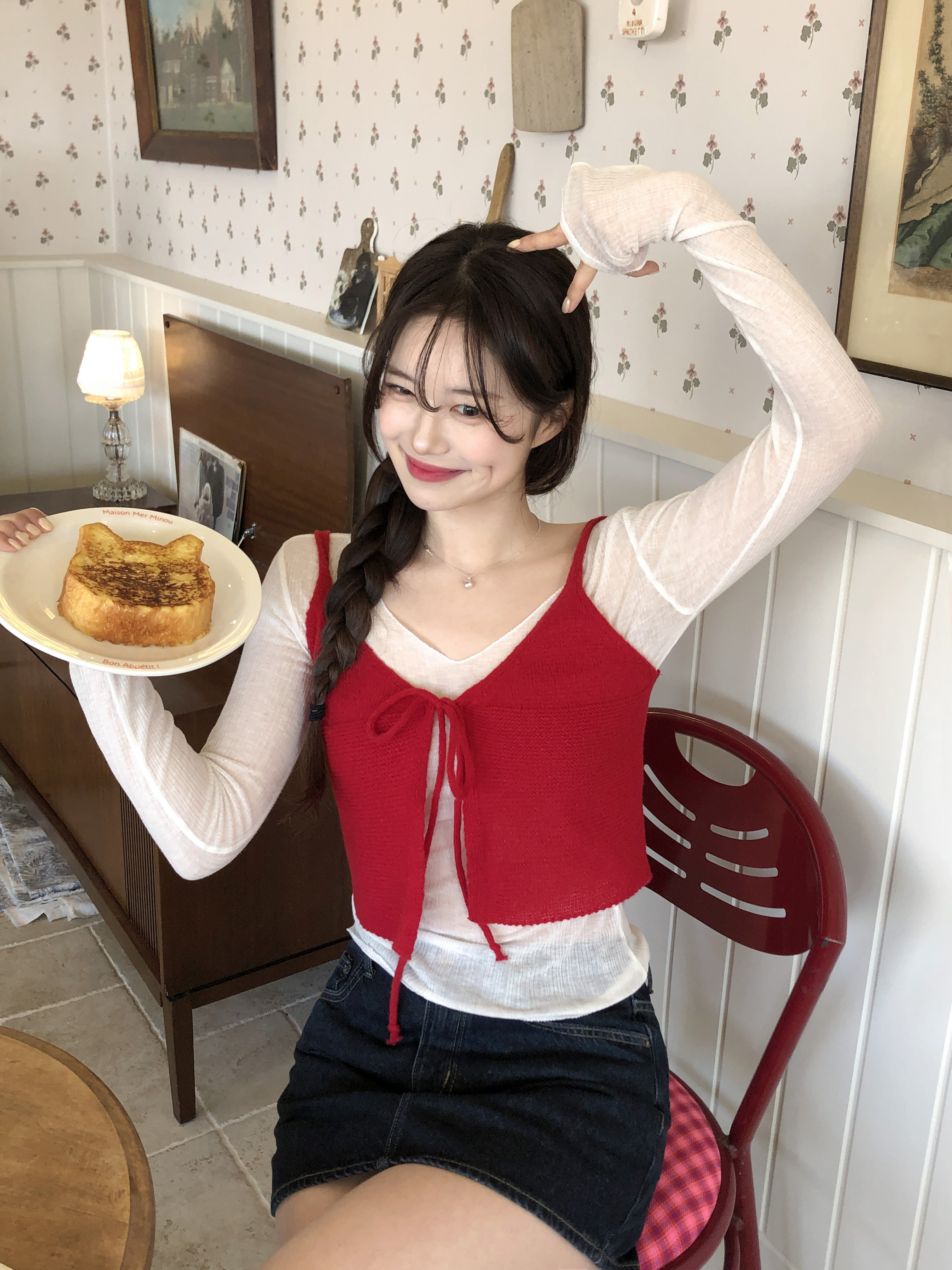リボンニットビスチェ＆ビジューリボンニットカーデ LILY BROWN（リリーブラウン）の「【WEB限定カラー】[L.B CANDY