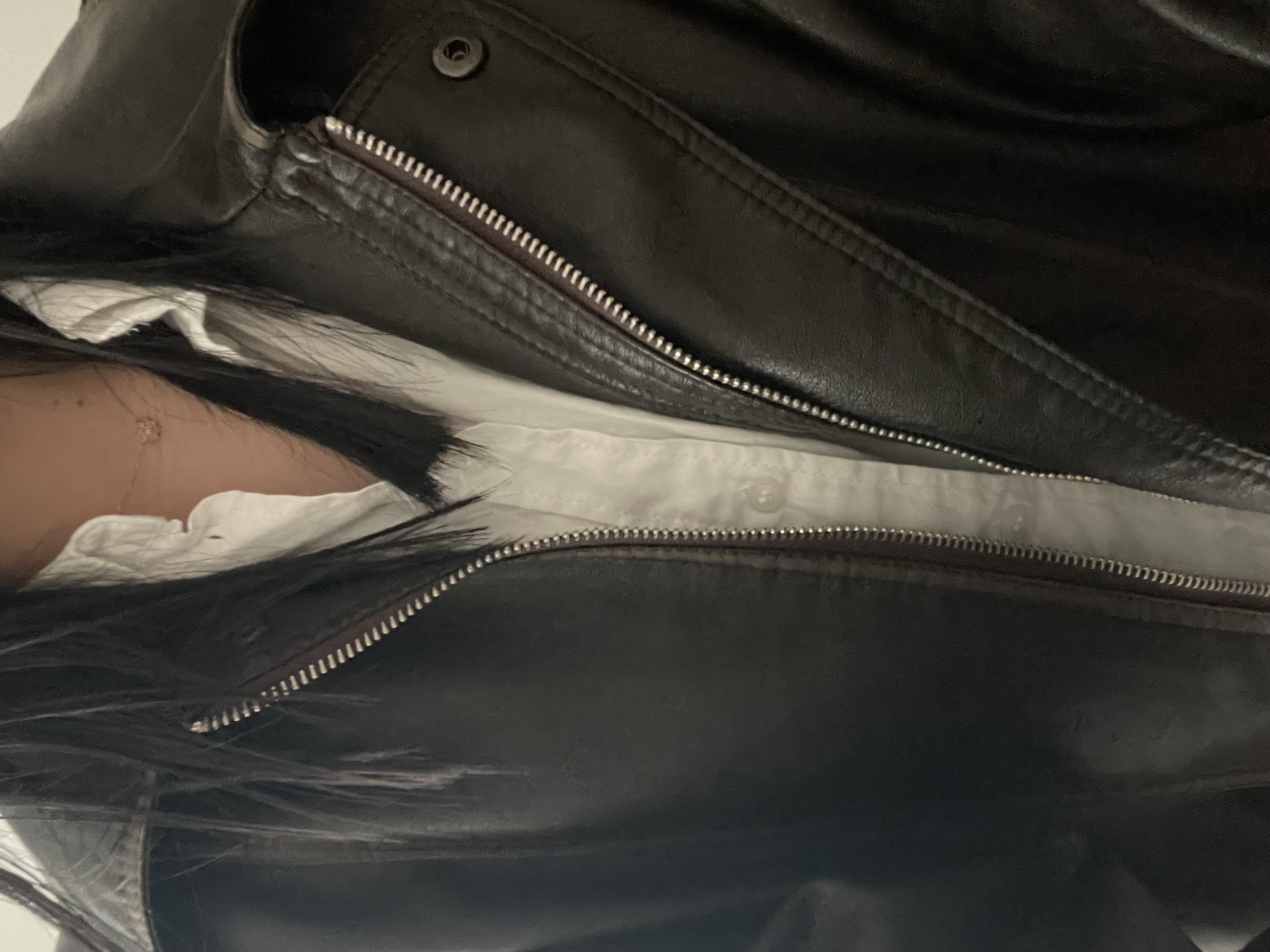 original] ヴィンテージウォッシュスリットオーバーサイズレザー