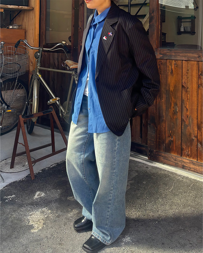 ワイドストレートデニムパンツ