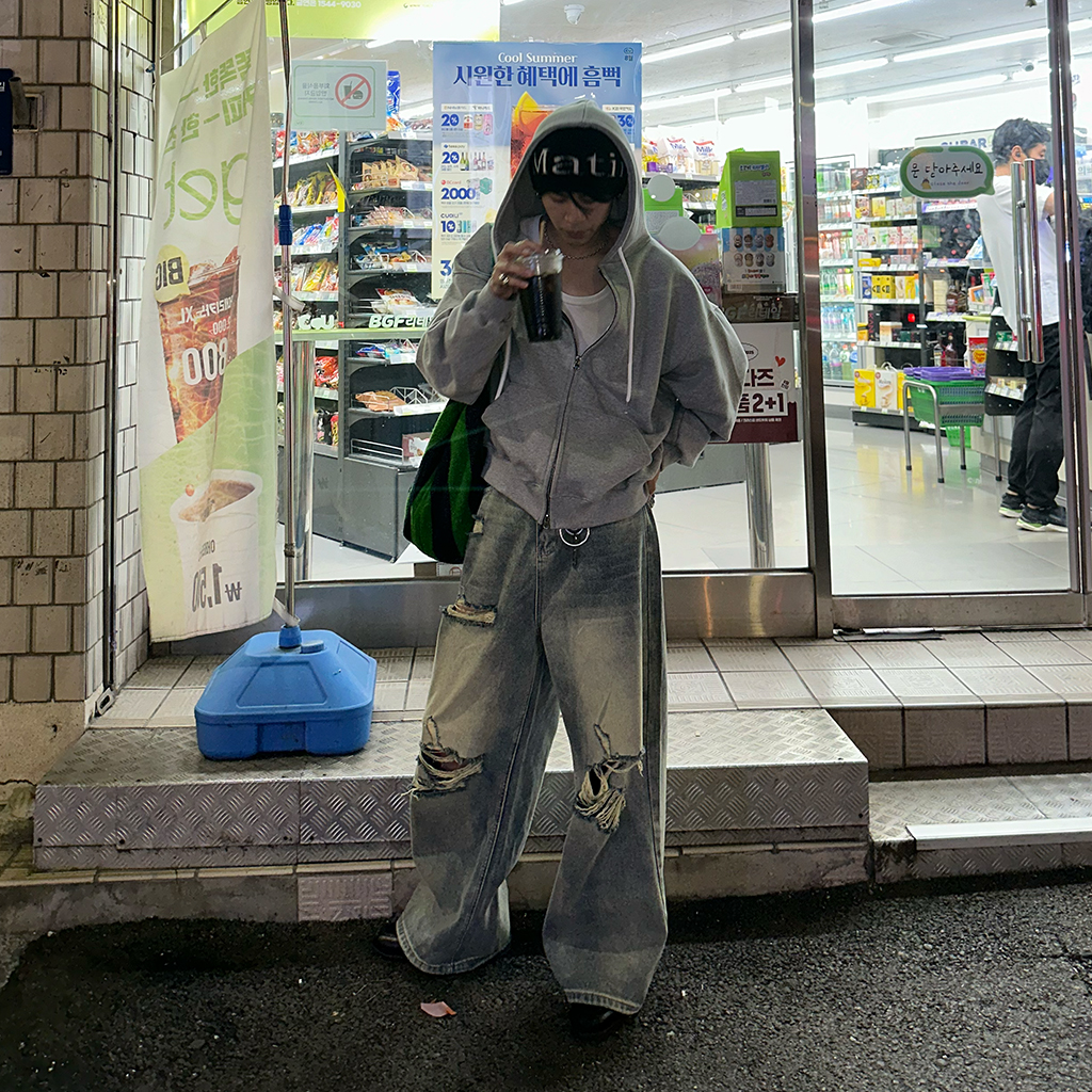 ヴィンテージスリットダメージデニムパンツ | ファッション通販