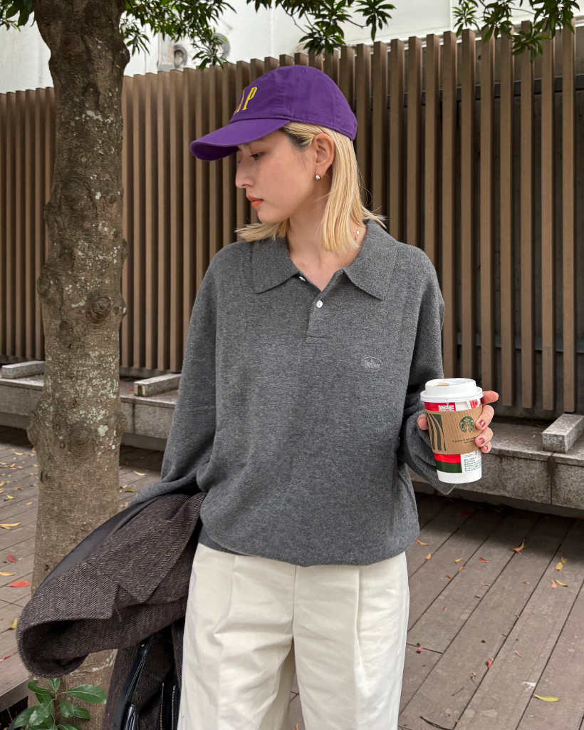 [lloomie X The barnnet] Wimblyn Knit Polo Shirt_Charcoal