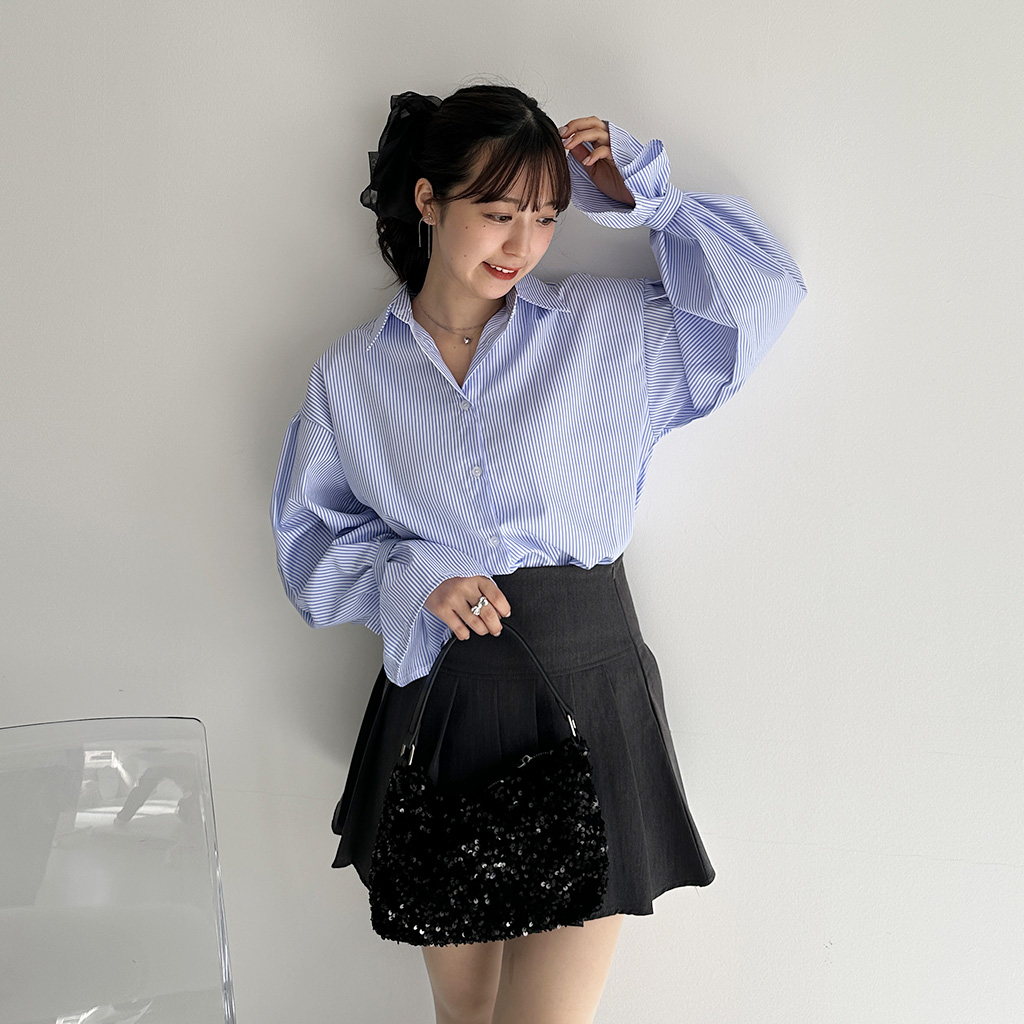 フリルスリーブストライプシャツ | ファッション通販サイト NUGU