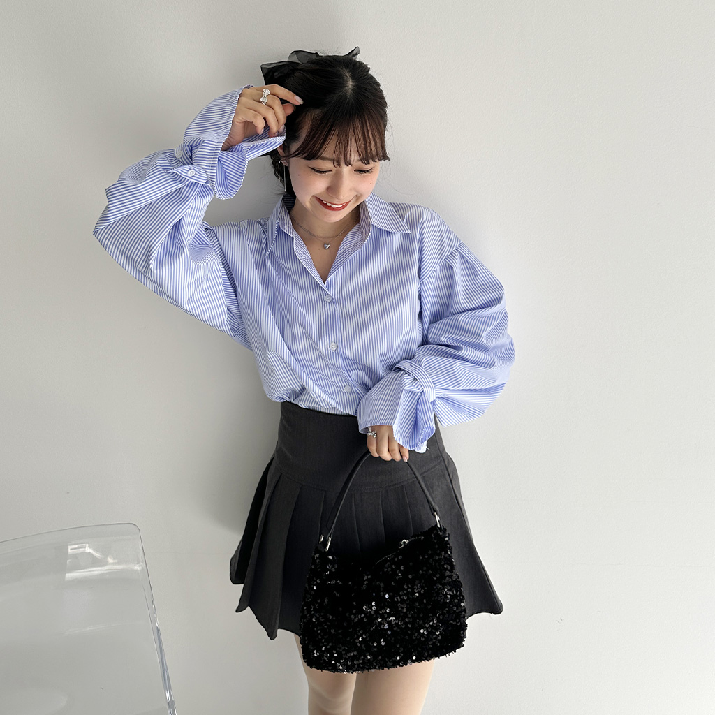 フリルスリーブストライプシャツ | ファッション通販サイト NUGU