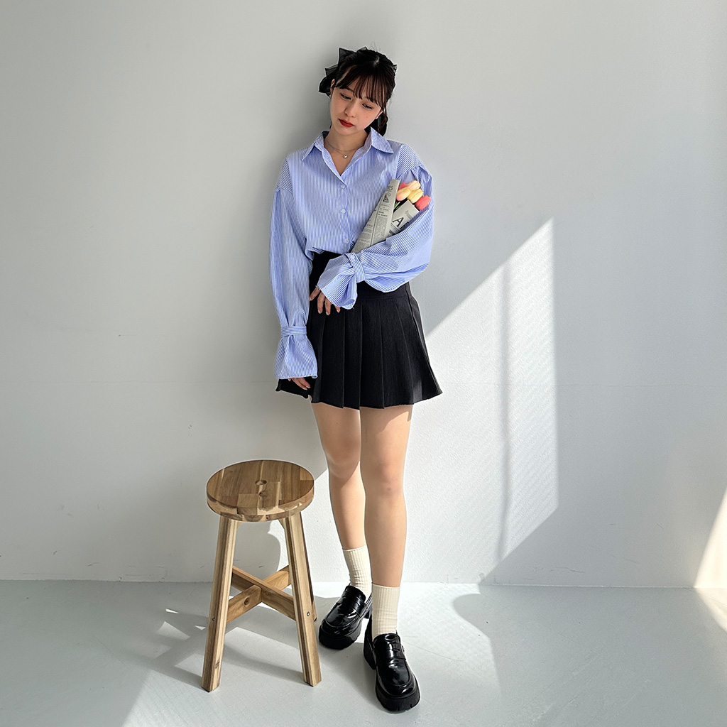 MSGM フリル付きストライプシャツ MSGM｜フリルデザインストライプシャツ