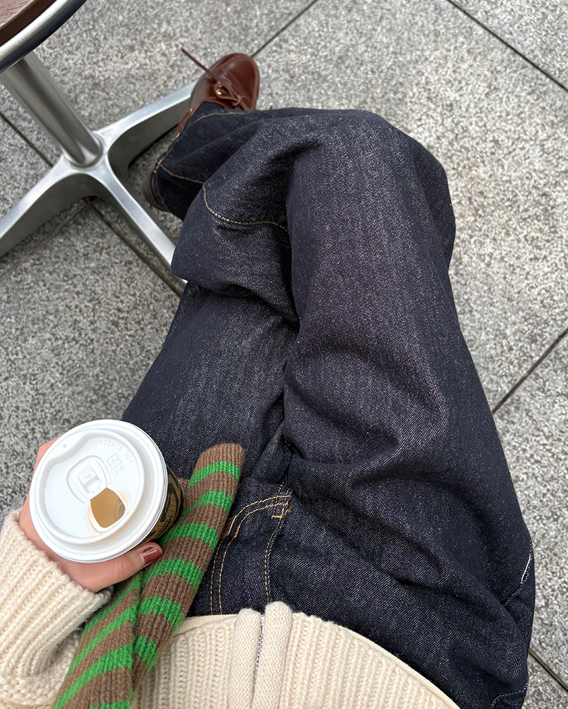 [BEST 50]イエローステッチワイドリジッドジーンズ