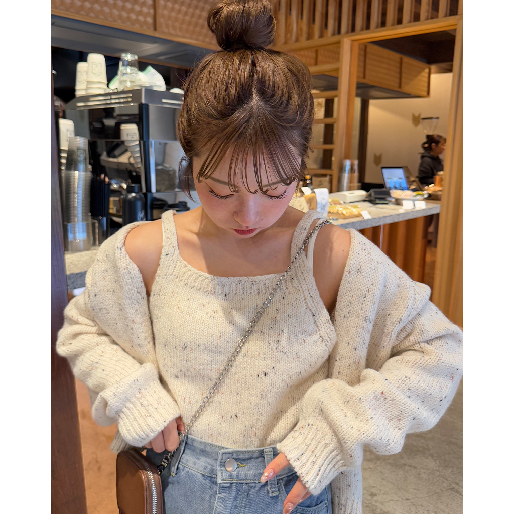 pinue ハンドステッチニットキャミ＆カーデセット キャミニット＆カーディガンセット | ファッション通販サイト NUGU