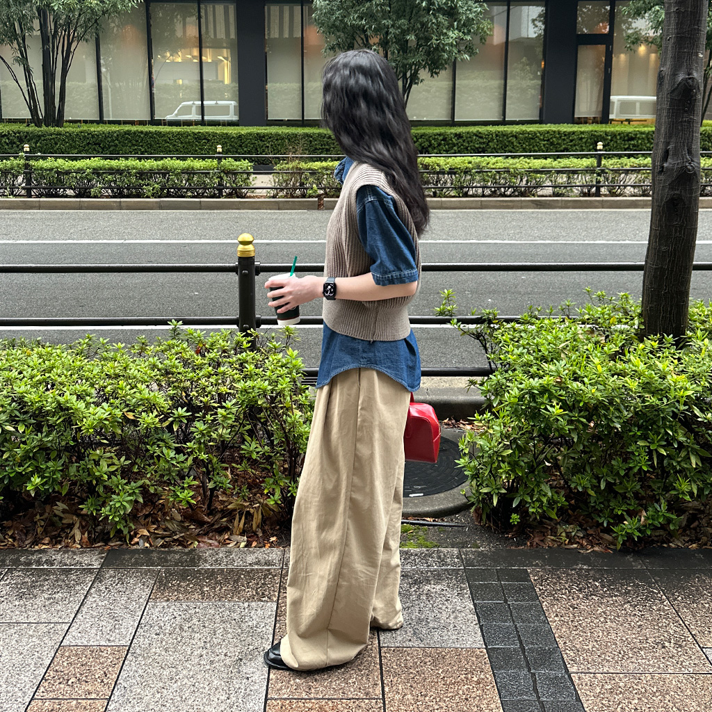 FUMITO GANRYU クールネックコットンニットベスト FUMITO GANRYU クールネックコットンニットベスト