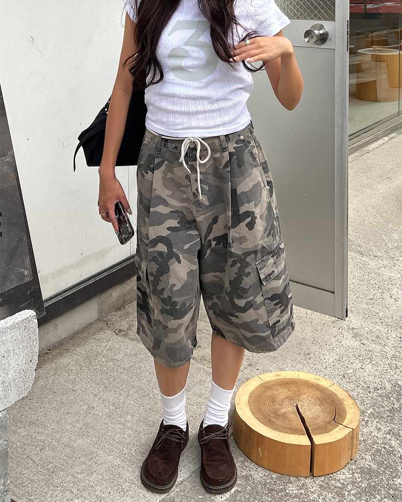 Jadedlondon バギーショート ジョガーパンツ カモフラージュ Checkerboard Monster Jogger Baggy Shorts | Jaded London