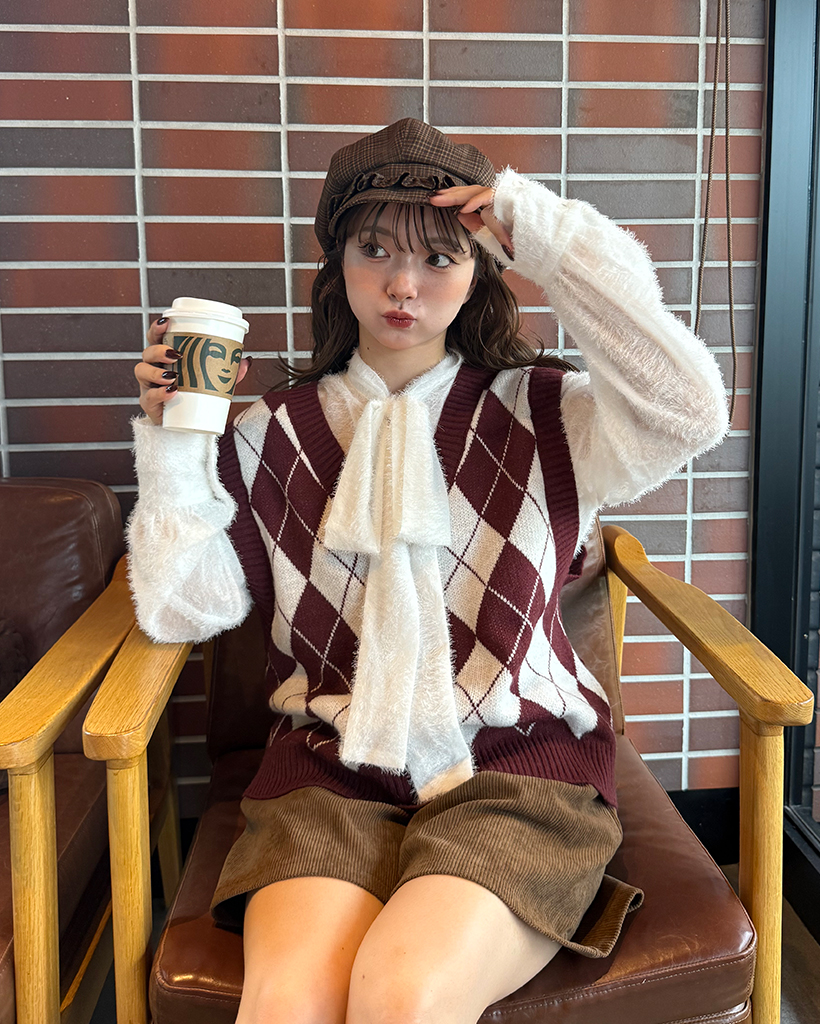 Vネックアーガイルニットベスト | ファッション通販サイト NUGU