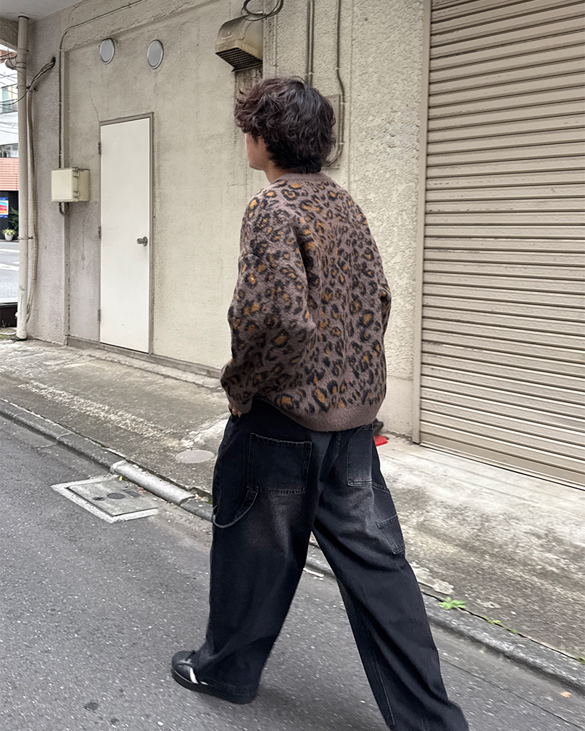 レオパードドロップショルダーニットカーディガン | ファッション通販