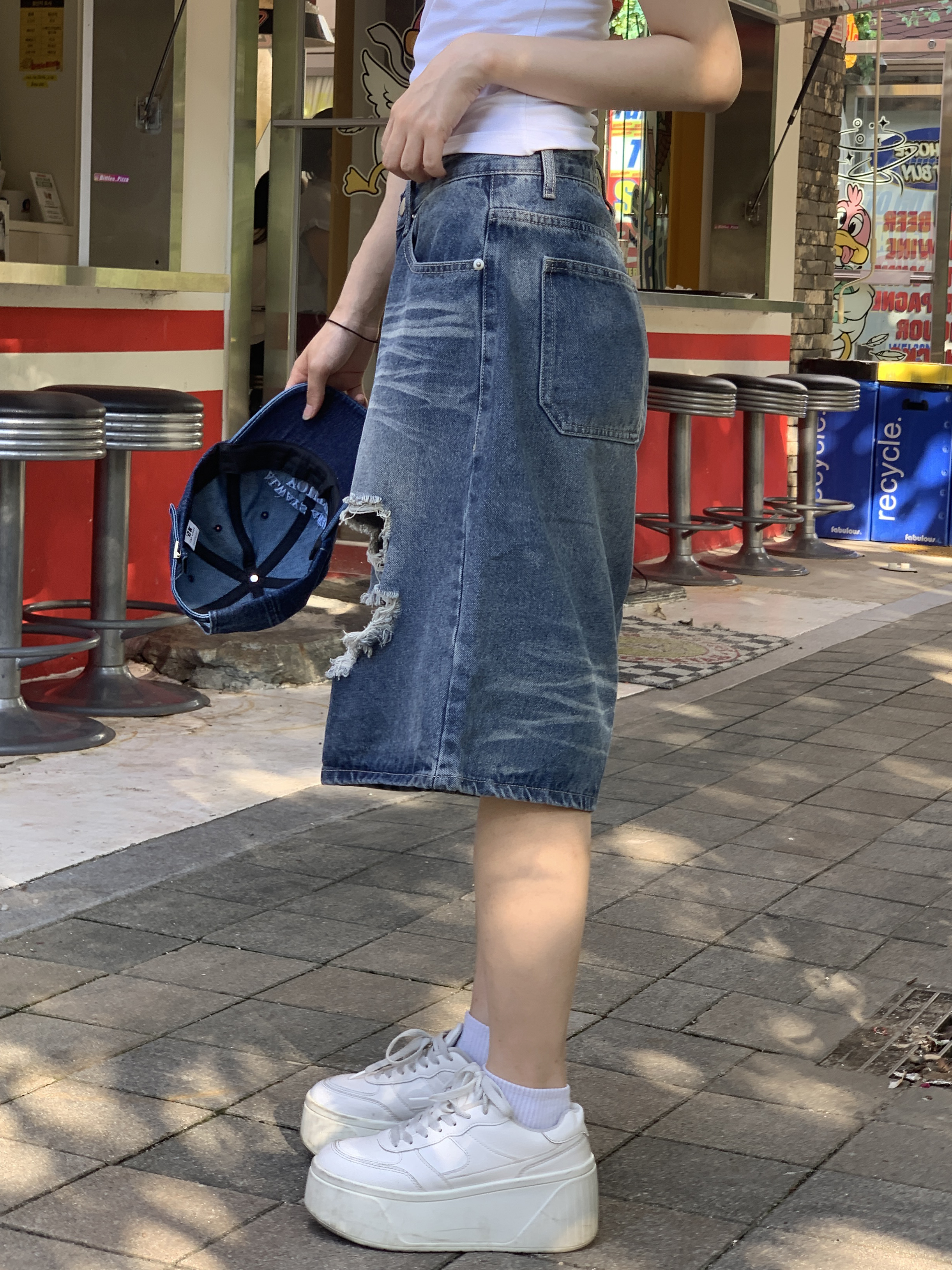 ダメージウォッシュデニムハーフパンツ | ファッション通販サイト NUGU