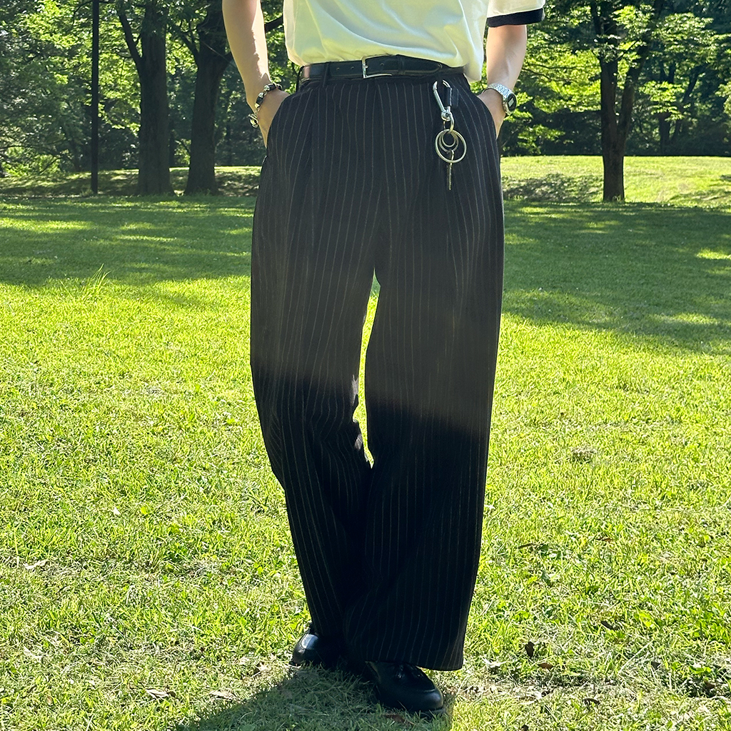 U313/DOLCE&GABBANA スラックス ストライプ 裾シングル 46 DOLCE&GABBANA - U313/DOLCE&GABBANA スラックス ストライプ 裾