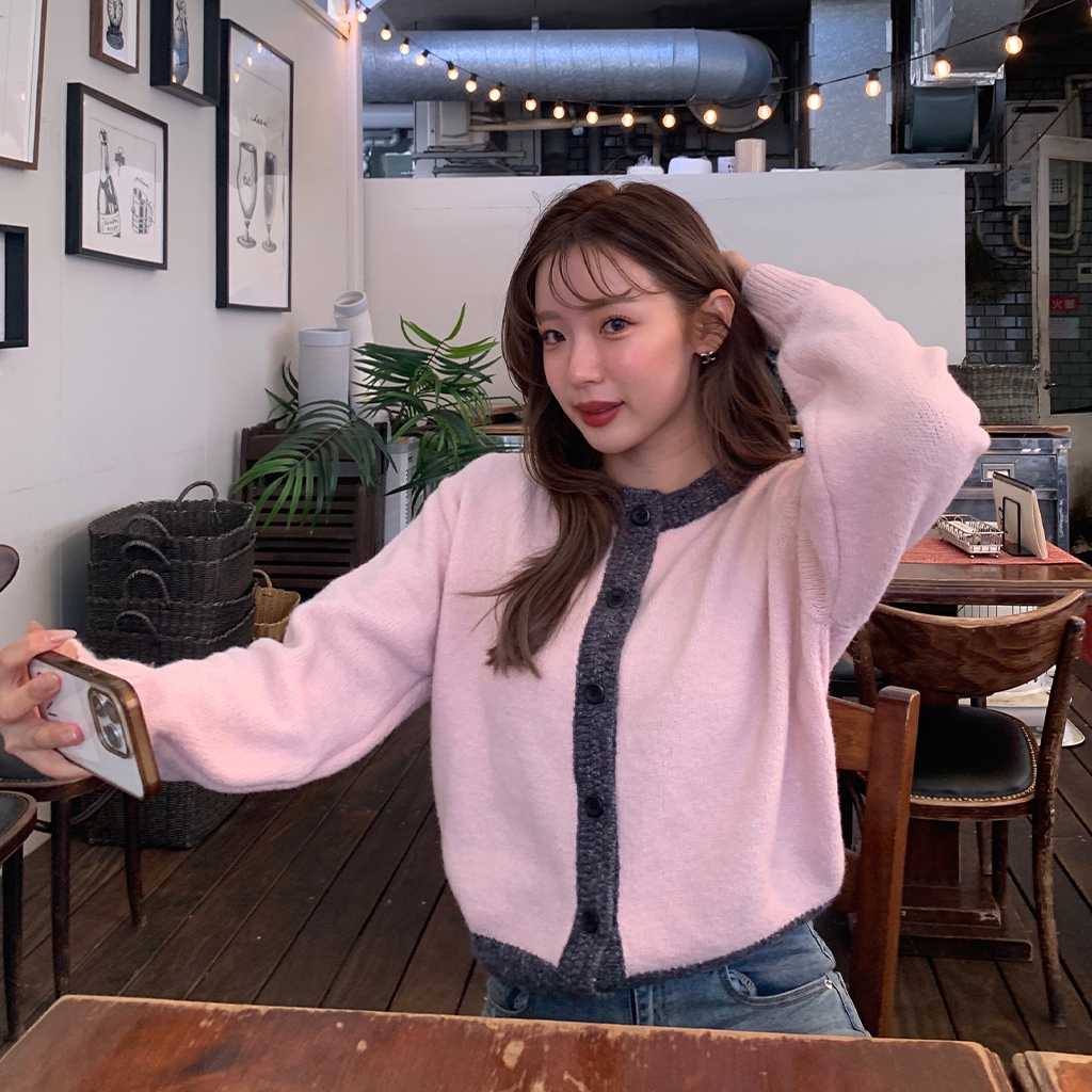 バイカラーラウンドカーディガン | ファッション通販サイト NUGU