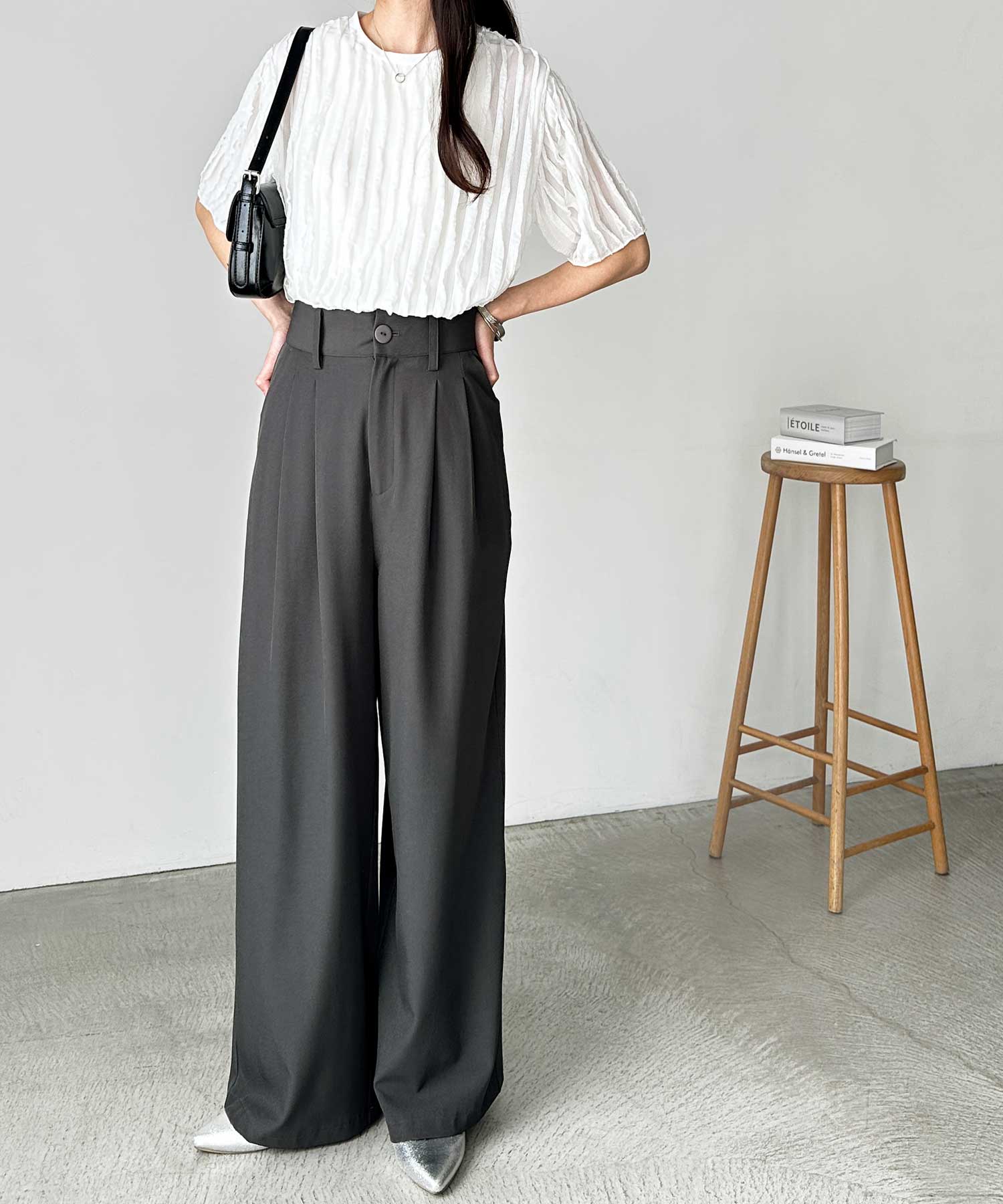 NUGU ダブルウエストユニークワイドスラックス unisex) ダブルウエストユニークワイドスラックス