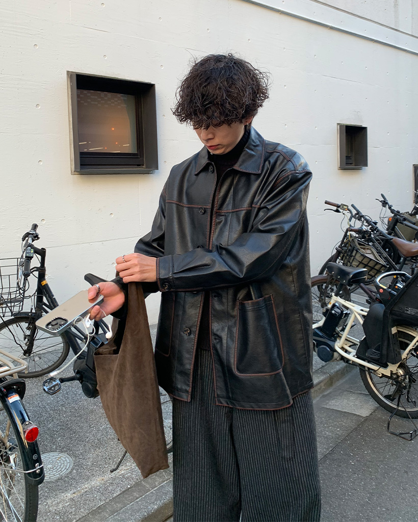 超希少✨ナポレオン レザージャケット 羊革 黒 紫 ビンテージ 古着 胡桃ボタン M / 90s NV Voulez-Vousシープレザー 本革 レザージャケット ミドル丈