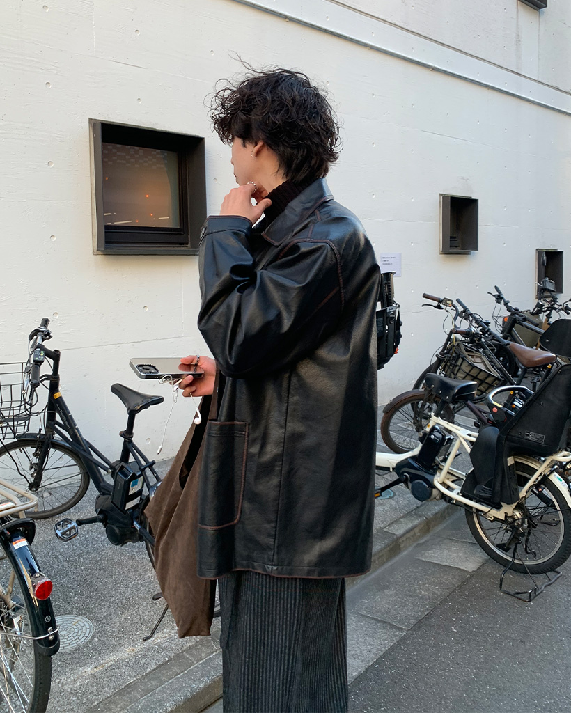 ユニセックス）ウォッシュヴィンテージハーフレザージャケット