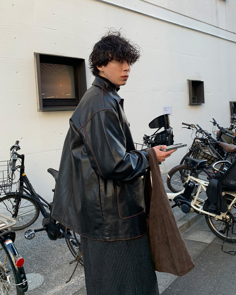 ユニセックス）ウォッシュヴィンテージハーフレザージャケット