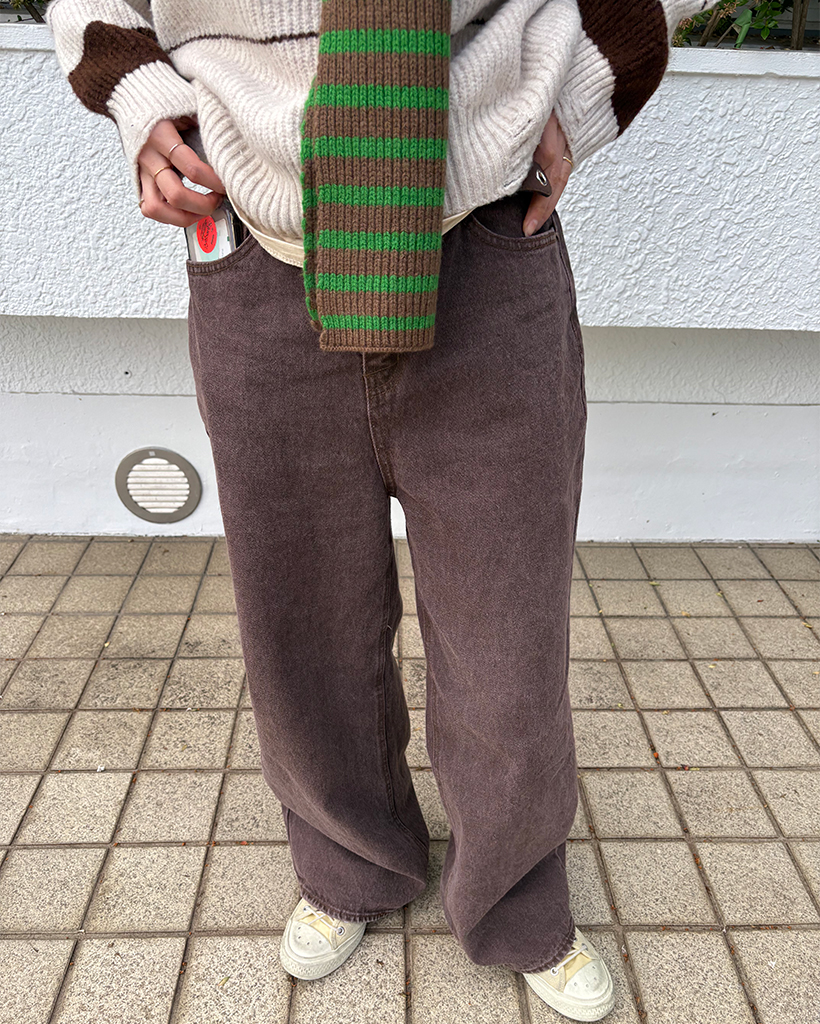 ブラウンコットンストレートパンツ
