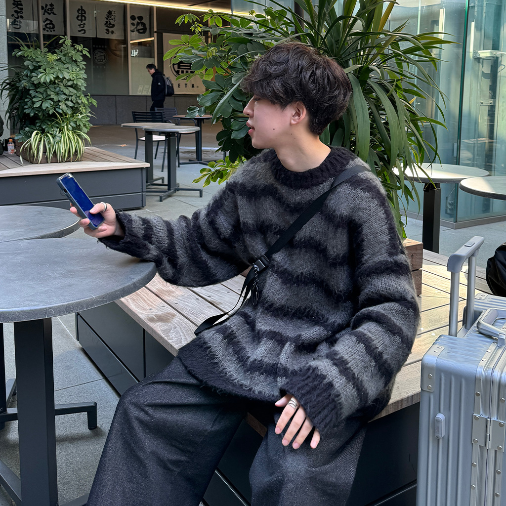 モヘアライクボーダーニットセーター | ファッション通販サイト NUGU