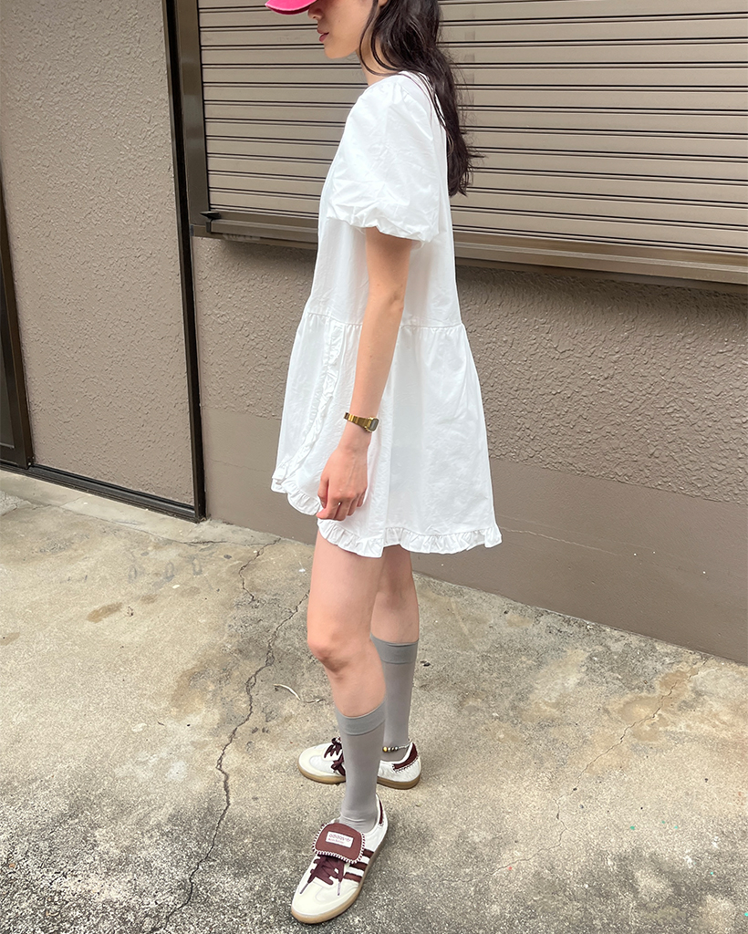[OAK + FORT] ふんわりバブルヘム・コットン・ミニワンピース Bubble Hem Mini Dress | OAK + FORT – OAK + FORT USA
