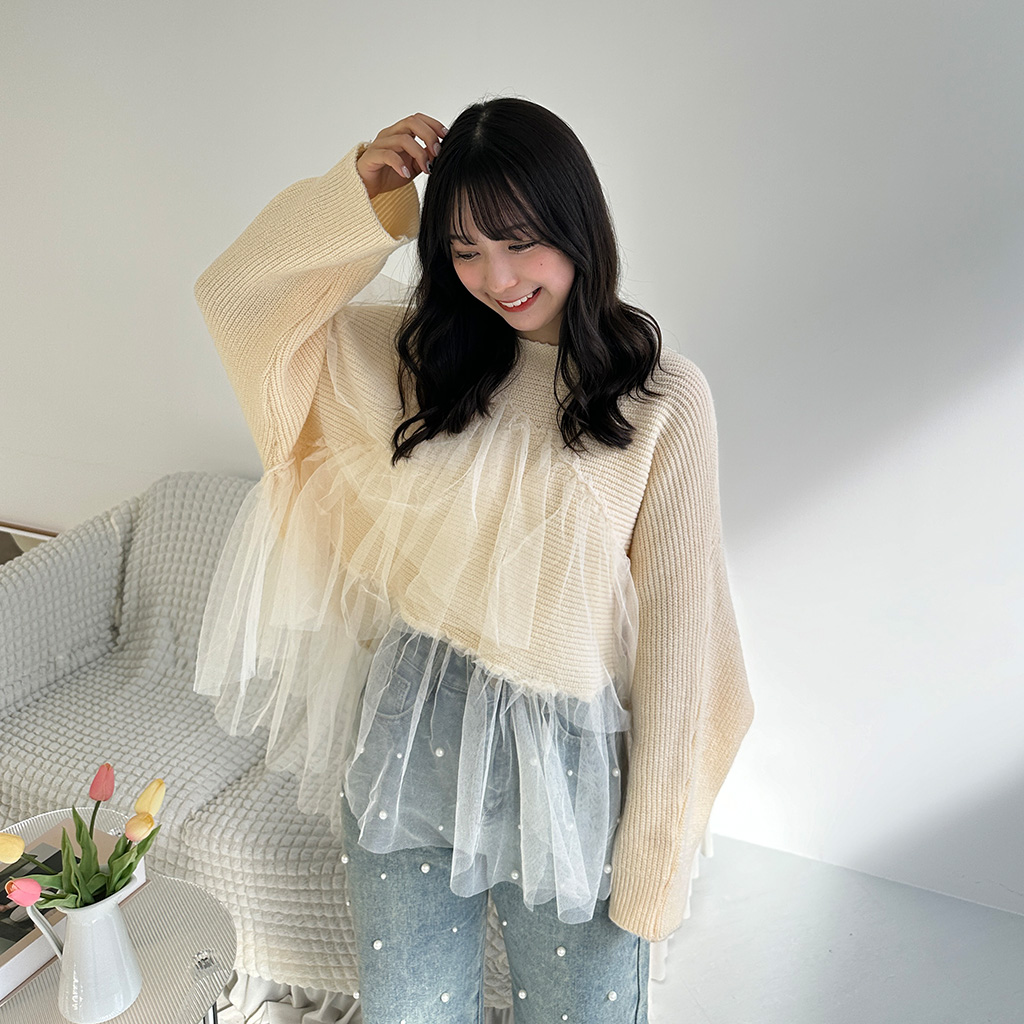 バーバララング　リネン　ニット　五分袖フリルチュニック　フランス製 楽天市場】チュニックブラウス ラッフルフリル 5分袖 モード感