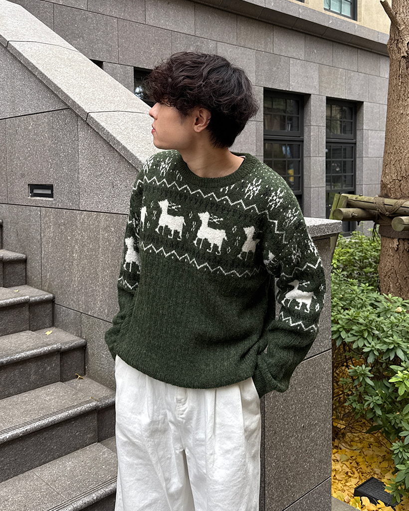 ユニセックス）レインディアノルディックニットセーター