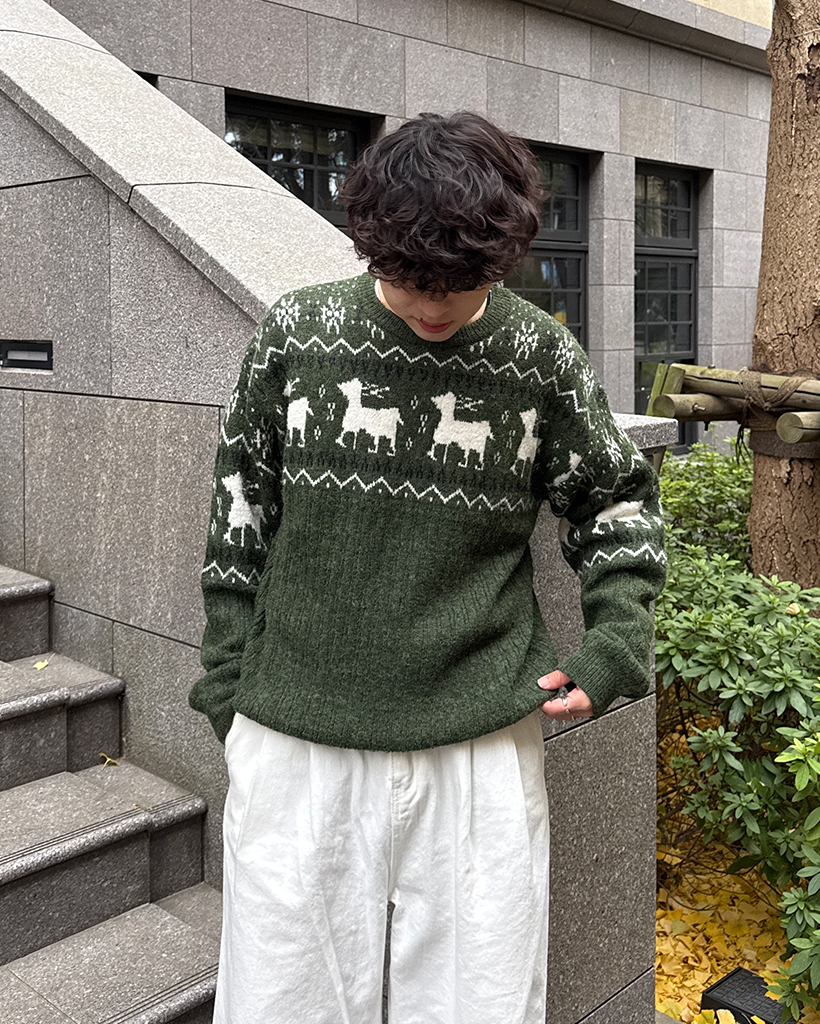 ユニセックス）レインディアノルディックニットセーター