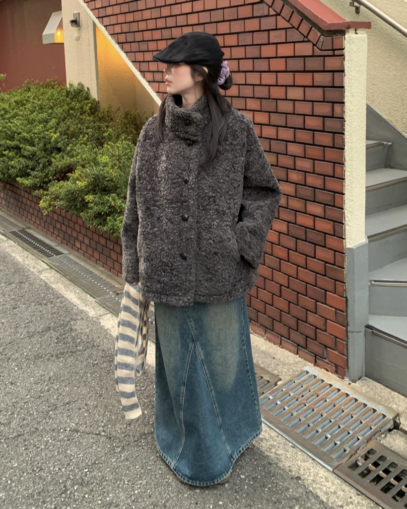 フリースボタンポイントハーフコート