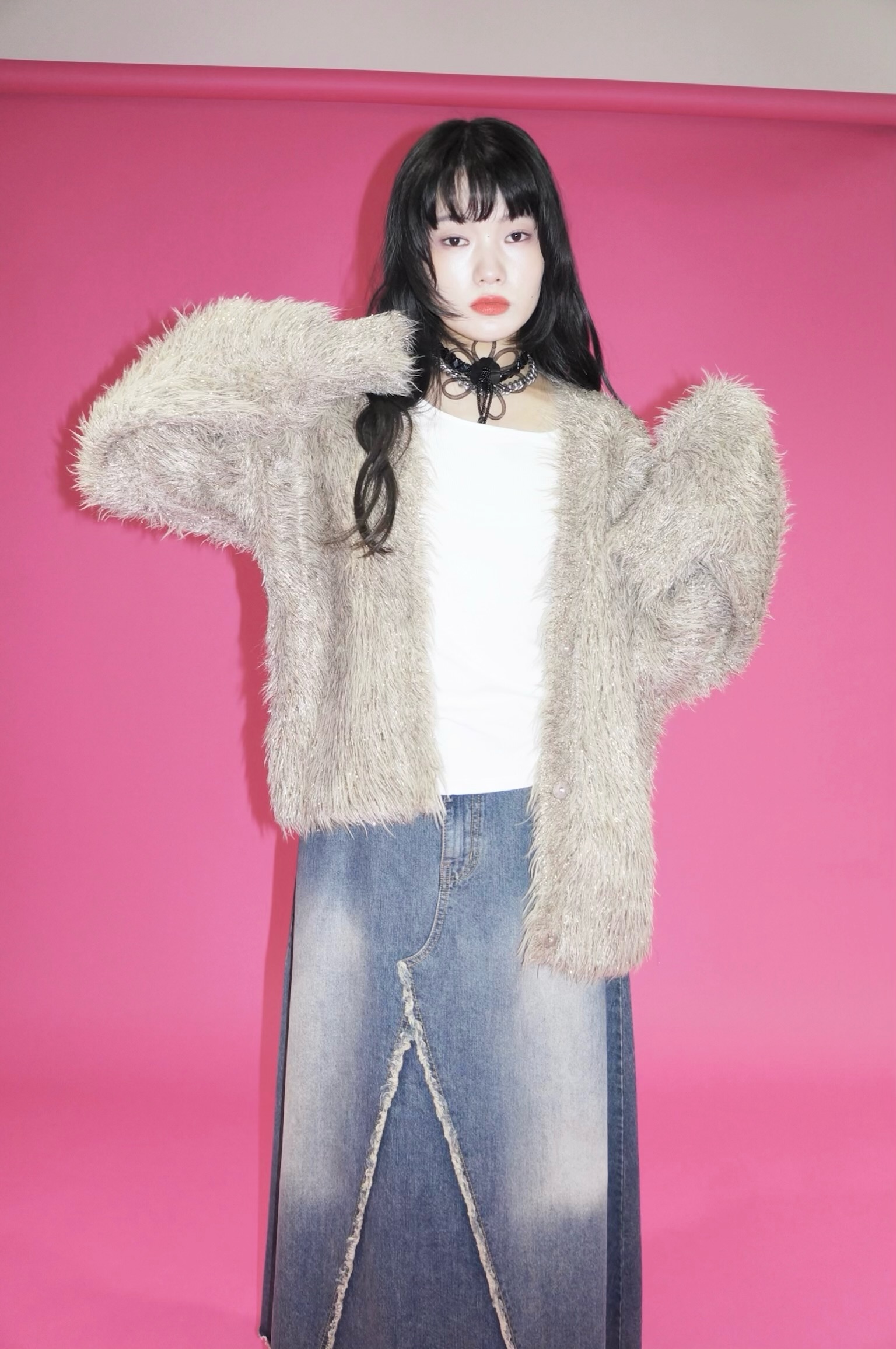 glitter＆feather yarn cardigan / ラメフェザーヤーンカーディガン