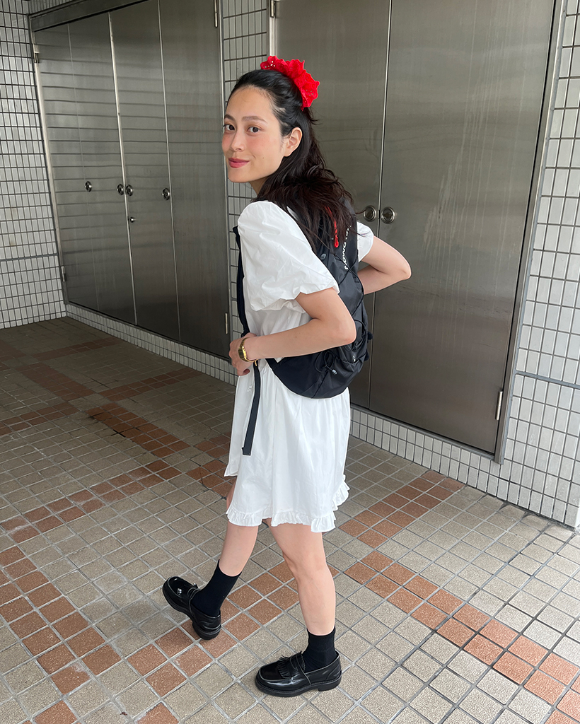 バルーンスリーブヨークフリルヘムミニワンピース