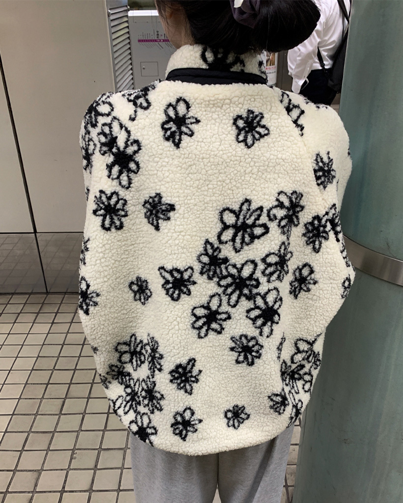 リバーシブルバイカラーボアフラワージャケット | ファッション通販