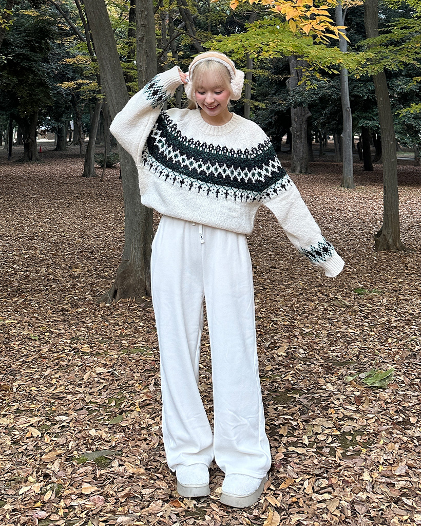 コーデュロイ裏起毛ウエストゴムパンツ