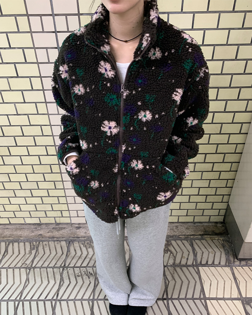 フラワーパターンボアジャケット | ファッション通販サイト NUGU