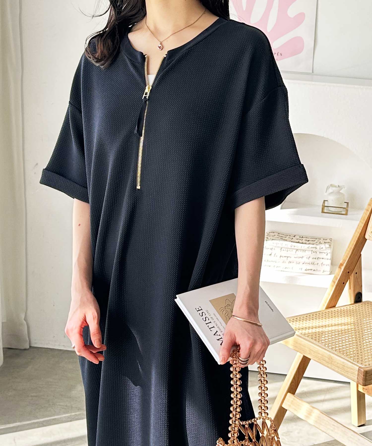 前後2WAYハーフジップTシャツワンピース | ファッション通販サイト NUGU