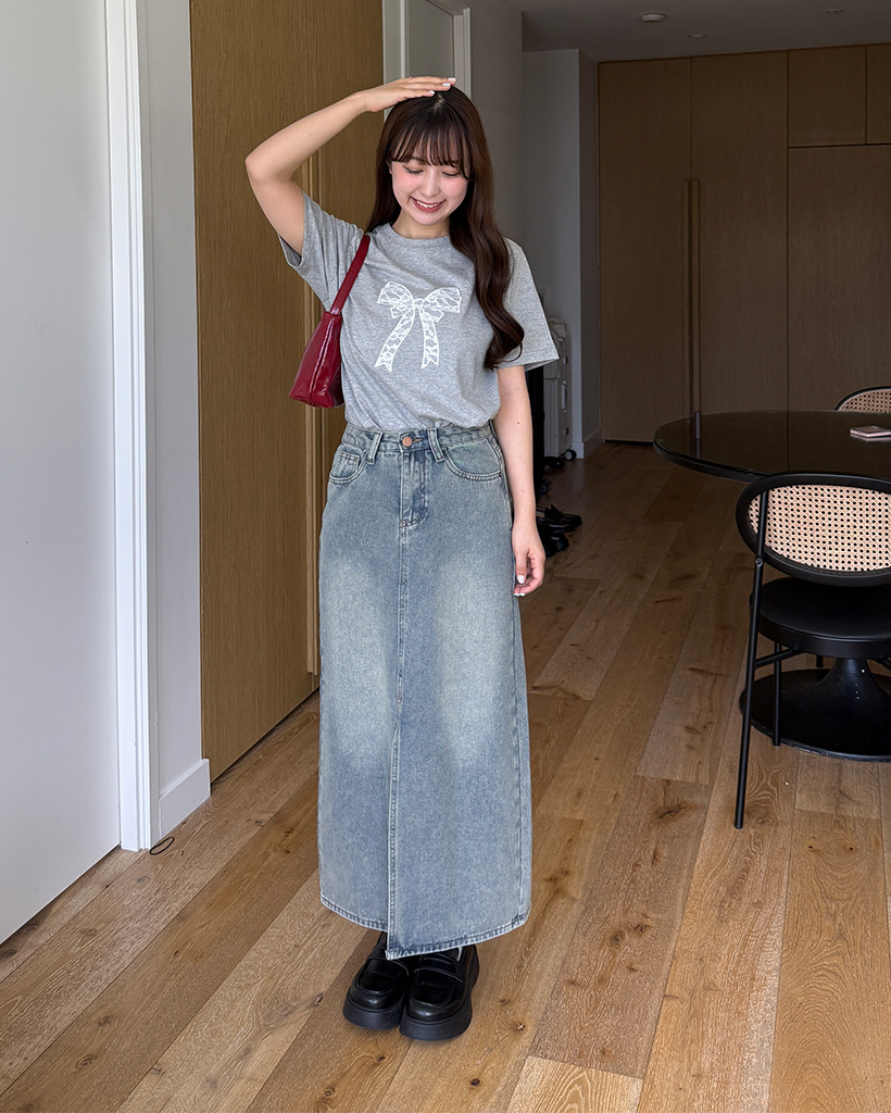 GENUINE VINTAGE GOAストレッチデニムスカートマキシ丈ダメージ GENUINE VINTAGE GOAストレッチデニムスカートマキシ丈ダメージ