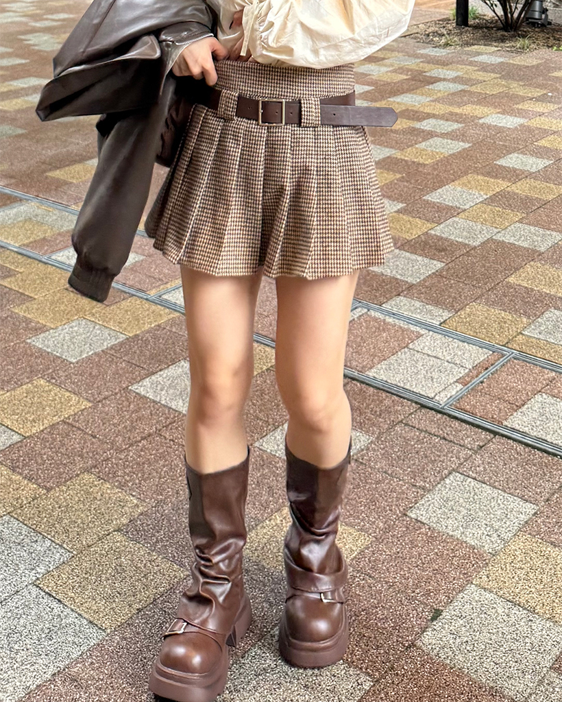 チェックプリーツベルトセットミニスカート | ファッション通販サイト NUGU