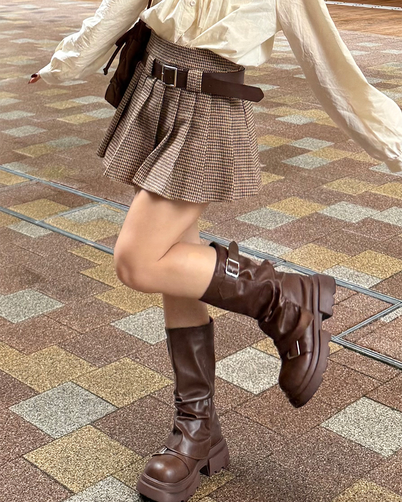 チェックプリーツベルトセットミニスカート | ファッション通販サイト NUGU