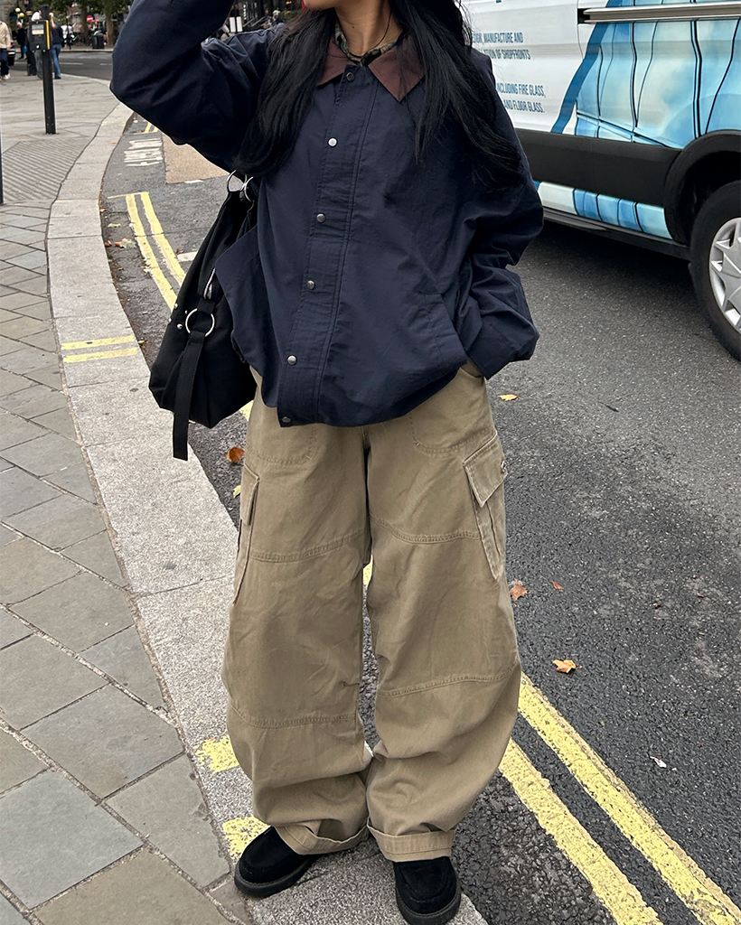 ユニセックス）ドローコードヘムバイカラーブルゾン | ファッション