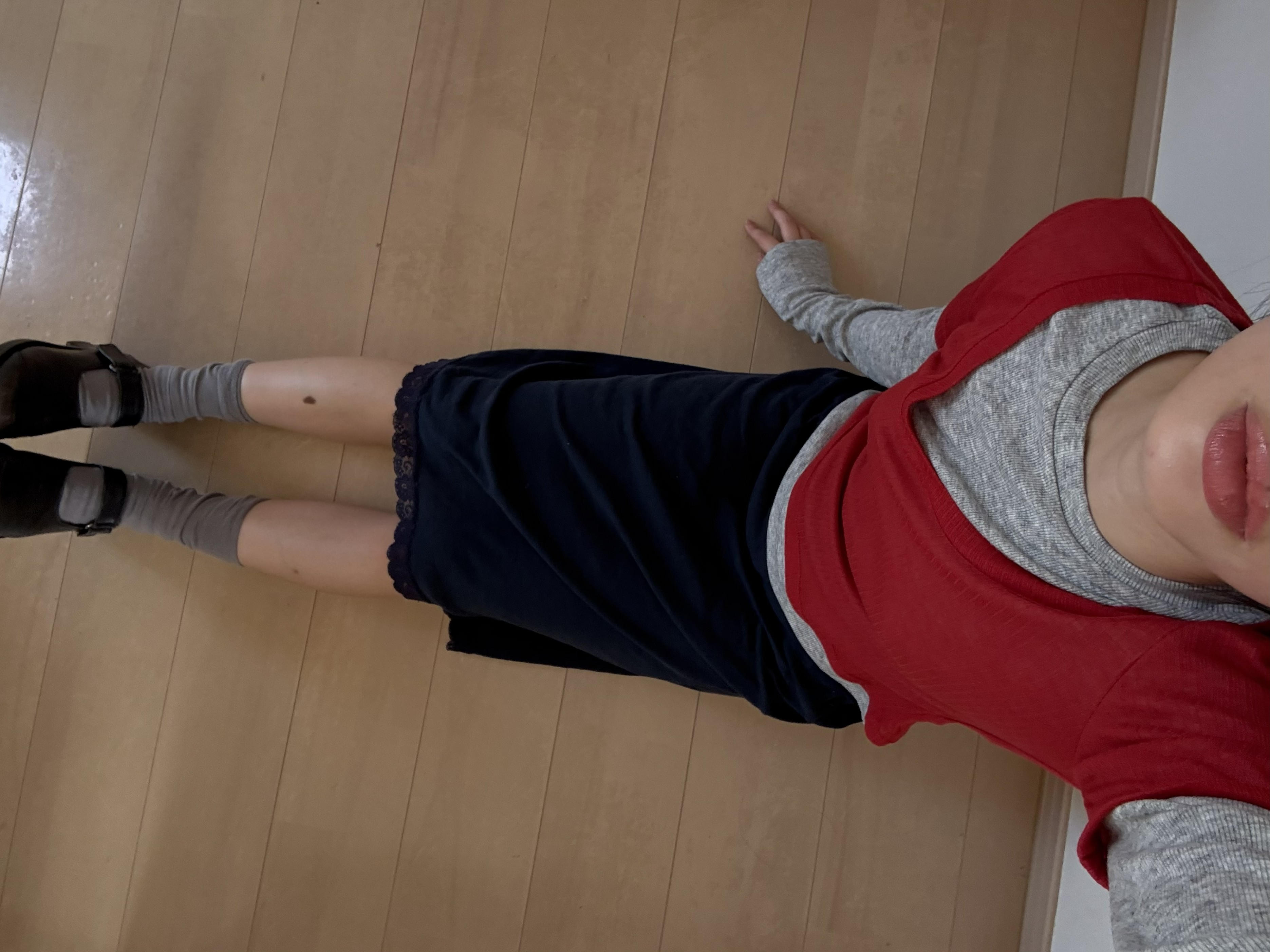 MEGU x Kijun] Layered Jersey Top Red | ファッション通販