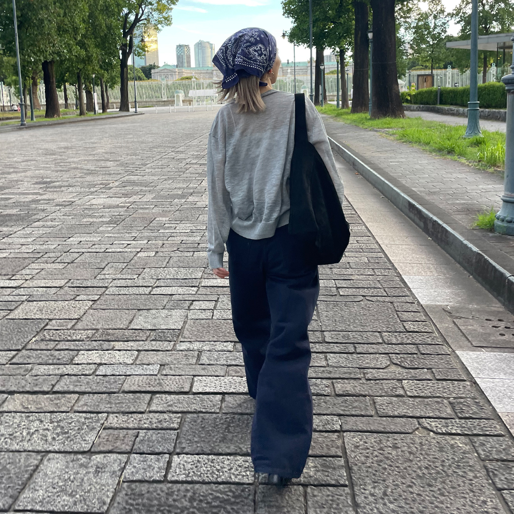 ykrMEYAME ブラック　コットンワイドパンツ SCYE BASICS サイベーシック ストレッチ コットン ドリル ワイド