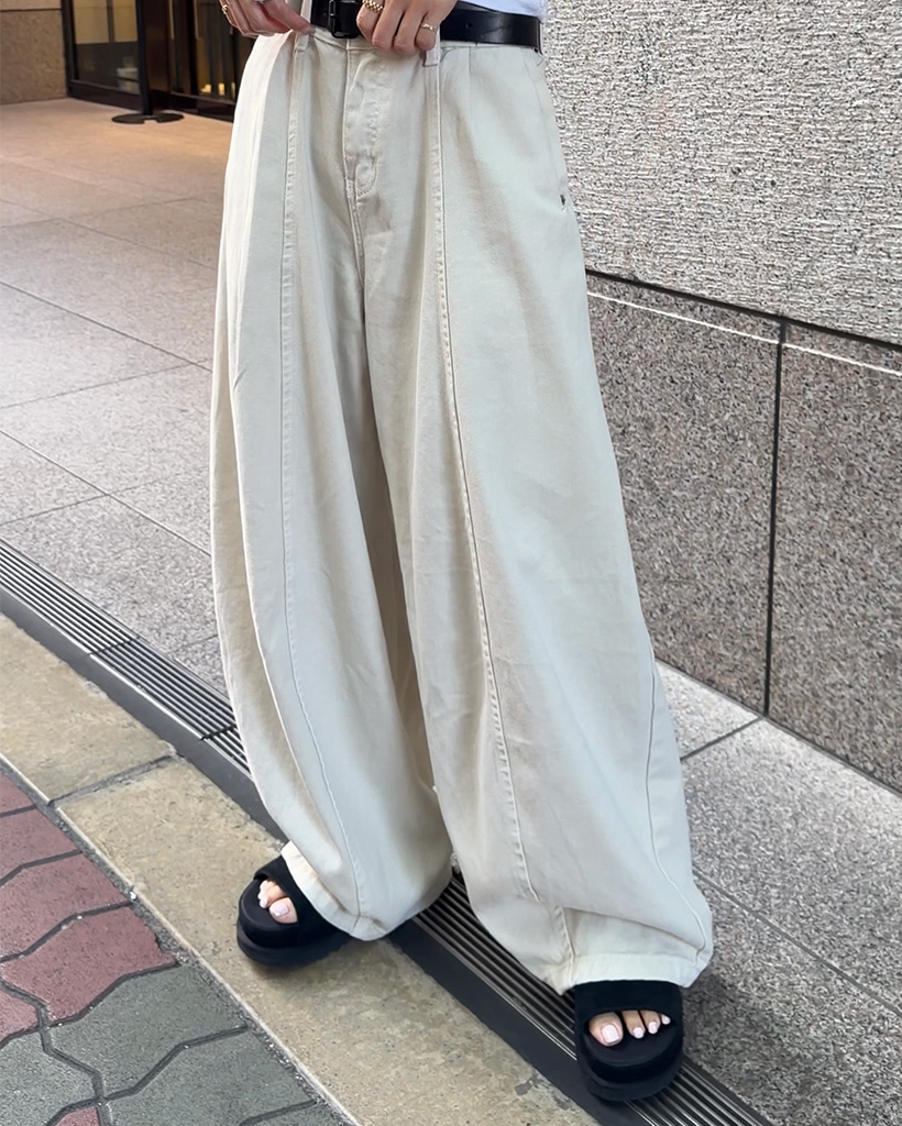 ちらいう センター切り替えワイドパンツ | ファッション通販サイト NUGU