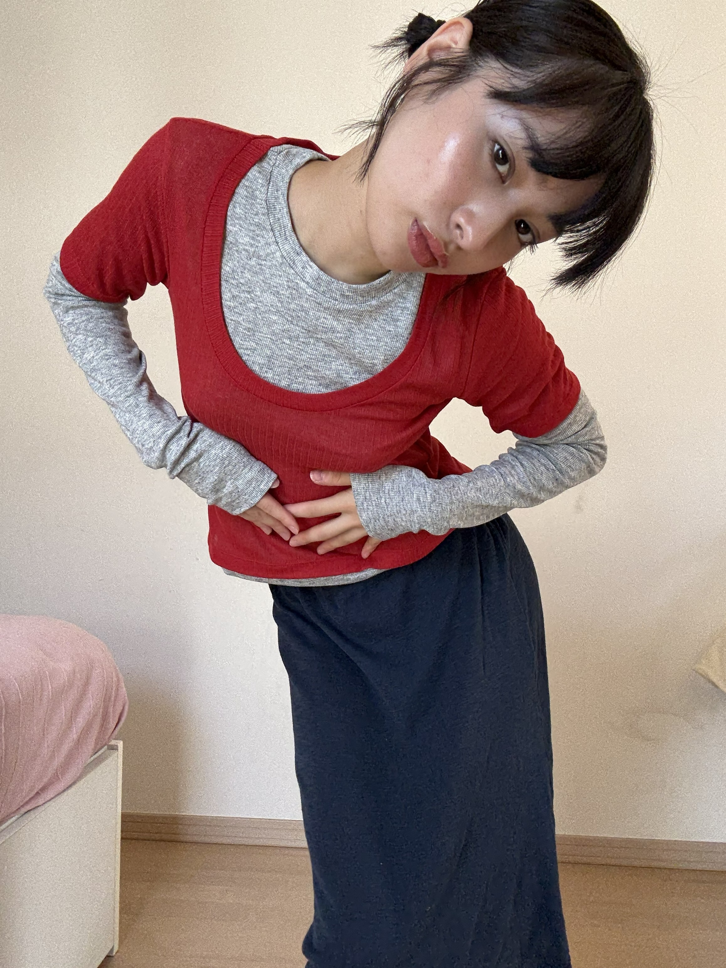 meguページ MEGU x Kijun] Romantic Jersey Top Sage | ファッション通販