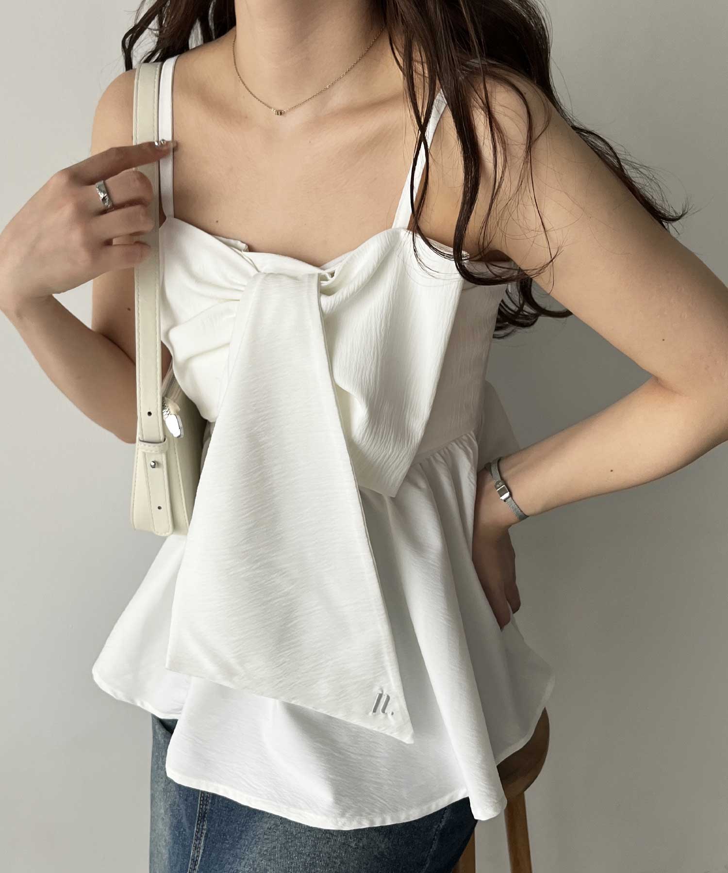 LIBJOIE エンブロイダリーペプラムキャミソール コットンエンブロイダリー ペプラムキャミソール