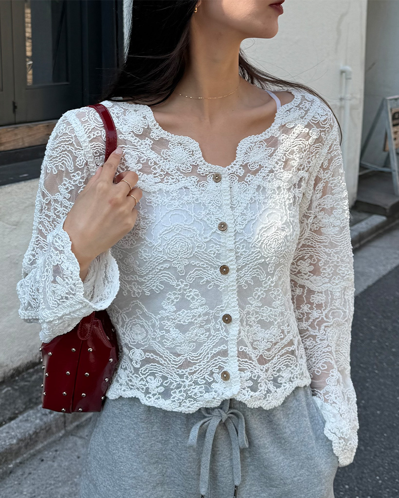 レースシースルーカーディガン