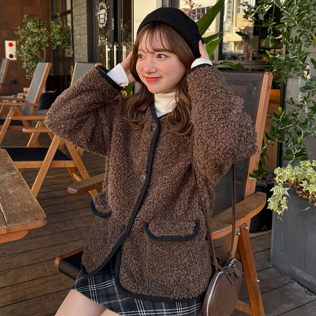 バイカラー フェイクファー ジャケット アウター★可愛い お洒落 バイカラーファージャケット | ファッション通販サイト NUGU