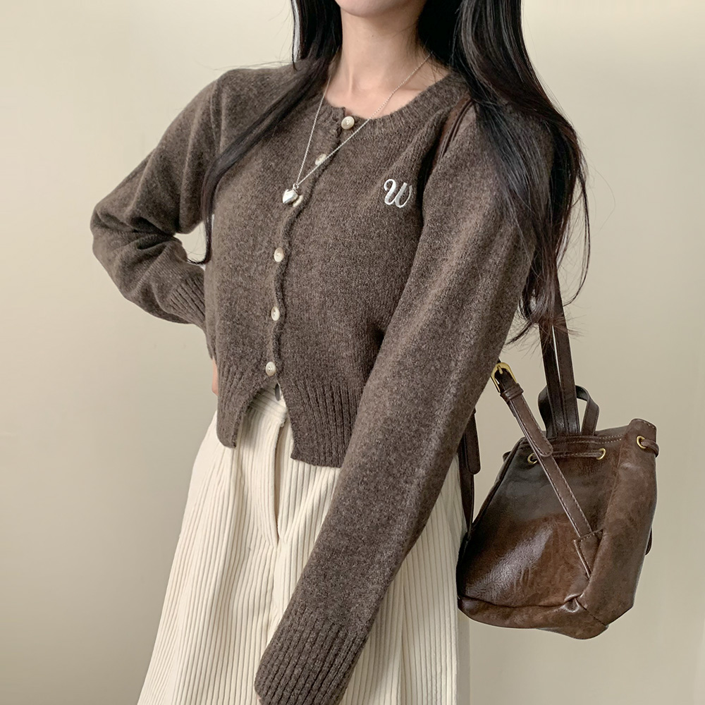 5color] ラウンドネッククロップドニットカーディガン | ファッション