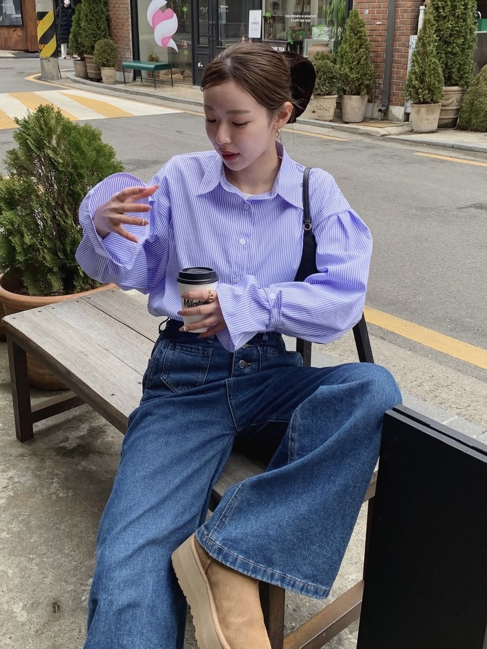 スリーブボタンストライプシャツ | ファッション通販サイト NUGU