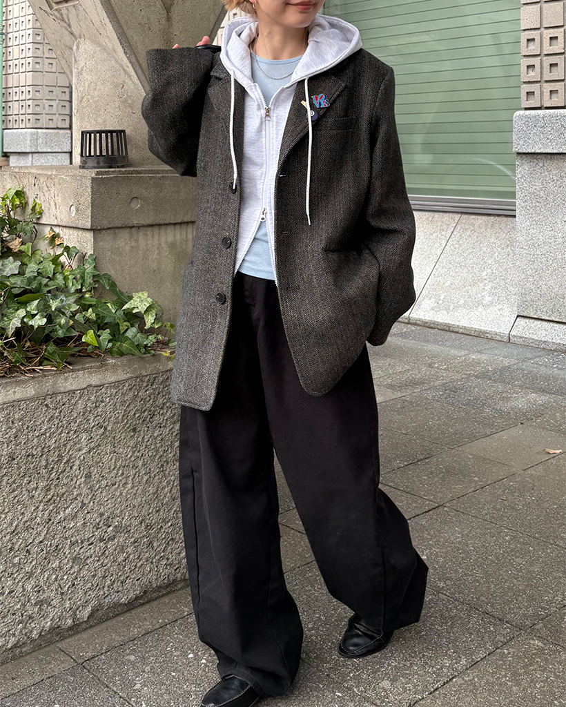 ヘリンボーンシングルブレザー ユニセックス)ヘリンボーンシングルブレザー | ファッション