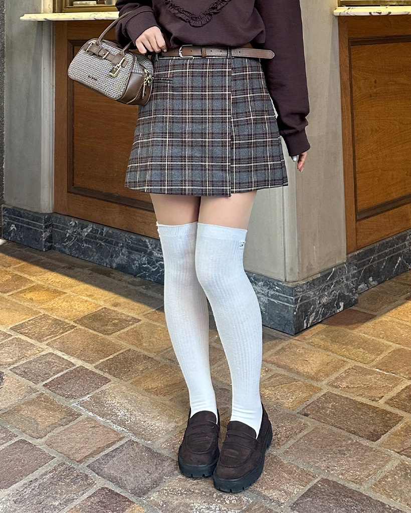 ベルトセットチェックポイントスカートショートパンツ | ファッション